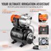 image:imageVEVOR 1HP Shallow Well Pump Portable 1380 GPH Garden Jet Pump with Automatic Controller 145 ft Head Stainless Steel Sprinkler Booster Pumps for Garden Lawn Irrigation System Water Transfer1 HP with Tank SS
