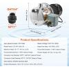image:imageVEVOR 34HP SUS304 Stainless Steel Shallow Well Jet Pump 115 Volt 185 GPM 131 FT Maximum Head Irrigation Water Pump for Agricultural Garden Irrigation System HighRise Water Supply Shower Booster34HP SUS304