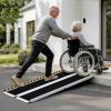 image:imageVEVOR Portable Wheelchair Ramp 4FT NonSlip Aluminum Folding Handicap Ramp Door Threshold Ramps for Wheelchair for HomeWheel Chair Ramp Steps Cars Scooter Cart Curbs Stairs5FT