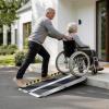 image:imageVEVOR Portable Wheelchair Ramp 4FT NonSlip Aluminum Folding Handicap Ramp Door Threshold Ramps for Wheelchair for HomeWheel Chair Ramp Steps Cars Scooter Cart Curbs Stairs3FT