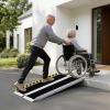 image:imageVEVOR Portable Wheelchair Ramp 4FT NonSlip Aluminum Folding Handicap Ramp Door Threshold Ramps for Wheelchair for HomeWheel Chair Ramp Steps Cars Scooter Cart Curbs Stairs4FT