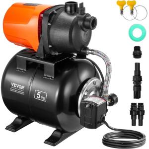image:imageVEVOR 1HP Shallow Well Pump Portable 1380 GPH Garden Jet Pump with Automatic Controller 145 ft Head Stainless Steel Sprinkler Booster Pumps for Garden Lawn Irrigation System Water Transfer1 HP with Tank