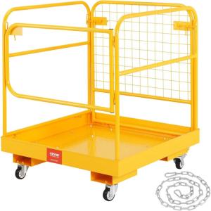 image:imageVEVOR Forklift Man Basket 36 x 36 Inches Forklift Safety Cage Work Platform 1200 lbs Load Capacity Collapsible Lift Basket with 4 Wheels Device Chain for Aerial Work Lifting Loader36x36 with Wheels