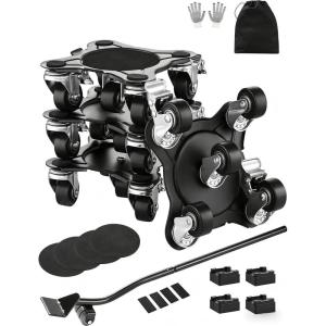image:imageVEVOR Furniture Dolly Heavy Duty Furniture Movers with 5 x 360 Rotation Wheels Carbon Steel Panel Furniture Lift Slider Tool Set for Appliances Sofa Fridge Washing MachineLarge 63 x 63