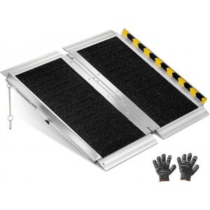 image:imageVEVOR Portable Wheelchair Ramp 4FT NonSlip Aluminum Folding Handicap Ramp Door Threshold Ramps for Wheelchair for HomeWheel Chair Ramp Steps Cars Scooter Cart Curbs Stairs2FT