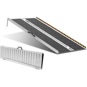 image:imageVEVOR Portable Wheelchair Ramp 4FT NonSlip Aluminum Folding Handicap Ramp Door Threshold Ramps for Wheelchair for HomeWheel Chair Ramp Steps Cars Scooter Cart Curbs Stairs4FT For height 412