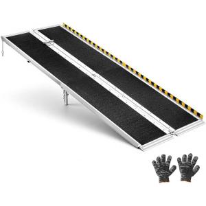 image:imageVEVOR Portable Wheelchair Ramp 4FT NonSlip Aluminum Folding Handicap Ramp Door Threshold Ramps for Wheelchair for HomeWheel Chair Ramp Steps Cars Scooter Cart Curbs Stairs7FT