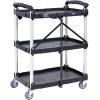 image:imageVEVOR Foldable Utility Service Cart 165LBS 3 Shelf Heavy Duty Plastic Rolling Cart with 360 Swivel Wheels 2 with Brakes Ergonomic Handle Portable Garage Tool Cart for Warehouse Office Home