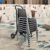 image:imageVEVOR Folding Chair Rack 300 LBS Capacity LShape Vertical Placement Chair Cart for 25 Chairs HeavyDuty Metal Chair Storage Dolly with Rubber Wheels MultiFunction Chair Holder Matte BlackStacking type