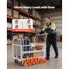 image:imageVEVOR Platform Truck 2000 lbs Capacity Steel Flatbed Cart 47 Length x 24 Width x 32 Height Flat Dolly Hand Trucks with 5 Nylon Casters HeavyDuty Utility Push Carts for Luggage Moving445  266  421in1130  675  1070 mm