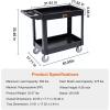 image:imageVEVOR Utility Service Cart 2 Shelf 550LBS Heavy Duty Plastic Rolling Utility Cart Medium Lipped Shelf 360 Swivel Wheels Ergonomic Storage Handle for Warehouse Garage Black