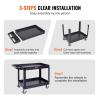 image:imageVEVOR Utility Service Cart 2 Shelf 550LBS Heavy Duty Plastic Rolling Utility Cart with 360 Swivel Wheels 2 with Brakes Large Lipped Shelf Ergonomic Storage Handle for WarehouseGarageCleaning