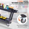 image:imageVEVOR Utility Service Cart 2 Shelf 550LBS Heavy Duty Plastic Rolling Utility Cart with 360 Swivel Wheels 2 with Brakes Large Lipped Shelf Ergonomic Storage Handle for WarehouseGarageCleaning