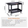 image:imageVEVOR Utility Service Cart 2 Shelf 550LBS Heavy Duty Plastic Rolling Utility Cart with 360 Swivel Wheels 2 with Brakes Large Lipped Shelf Ergonomic Storage Handle for WarehouseGarageCleaning