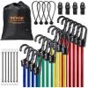 image:imageVEVOR 32pcs Bungee Cords Assortment 12 mm Heavy Duty Bungee Cords with Hooks Including 10 24 32 40 48 Bungee Ropes Set with Portable Storage Bag 4 Free Tarp Clips amp Canopy Ties32 Piece10  24  32  40  48