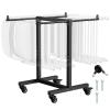 image:imageVEVOR Folding Chair Rack 300 LBS Capacity LShape Vertical Placement Chair Cart for 25 Chairs HeavyDuty Metal Chair Storage Dolly with Rubber Wheels MultiFunction Chair Holder Matte BlackTShape type