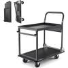 image:imageVEVOR Platform Truck 2000 lbs Capacity Steel Flatbed Cart 47 Length x 24 Width x 32 Height Flat Dolly Hand Trucks with 5 Nylon Casters HeavyDuty Utility Push Carts for Luggage Moving287  185  323 in  730  470  820 mm