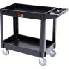 image:imageVEVOR Utility Service Cart 2 Shelf 550LBS Heavy Duty Plastic Rolling Utility Cart Medium Lipped Shelf 360 Swivel Wheels Ergonomic Storage Handle for Warehouse Garage Black