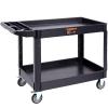 image:imageVEVOR Utility Service Cart 2 Shelf 550LBS Heavy Duty Plastic Rolling Utility Cart with 360 Swivel Wheels 2 with Brakes Large Lipped Shelf Ergonomic Storage Handle for WarehouseGarageCleaning
