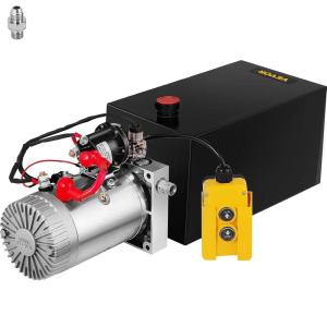 image:imageVEVOR 4 Quart Hydraulic Power Unit Double Acting Dump Trailer Pump 3200 PSI Max Relief Pressure amp 091 GPM Flow Rate DC 12V Hydraulic Pump with Metal Reservoir for Dump Trailer Car Lifting Black10 Quart