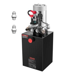 image:imageVEVOR 4 Quart Hydraulic Power Unit Double Acting Dump Trailer Pump 3200 PSI Max Relief Pressure amp 091 GPM Flow Rate DC 12V Hydraulic Pump with Metal Reservoir for Dump Trailer Car Lifting Black12 Quart