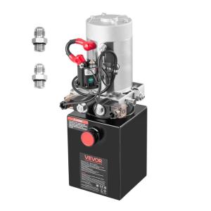 image:imageVEVOR 4 Quart Hydraulic Power Unit Double Acting Dump Trailer Pump 3200 PSI Max Relief Pressure amp 091 GPM Flow Rate DC 12V Hydraulic Pump with Metal Reservoir for Dump Trailer Car Lifting Black4 Quart