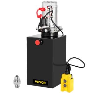 image:imageVEVOR 4 Quart Hydraulic Power Unit Double Acting Dump Trailer Pump 3200 PSI Max Relief Pressure amp 091 GPM Flow Rate DC 12V Hydraulic Pump with Metal Reservoir for Dump Trailer Car Lifting Black15 Quart