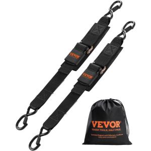 image:imageVEVOR Boat Trailer Transom Straps 2PK 2 x 24 Adjustable Boat Straps 1500lb Break Strength with Security Lock S Hooks and Boat Pads Transom Tiedowns for Trailer Boat or Kayak Secure