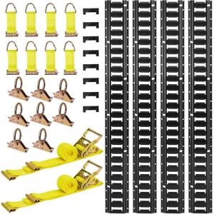 image:imageVEVOR E Track TieDown Rail Kit 32PCS 5FT ETracks Set Includes 8 Steel Rails amp 8 O Rings amp 8 TieOffs with DRing amp 8 End Caps Securing Accessories for Cargo Motorcycles and Bikes77FT26Pcs