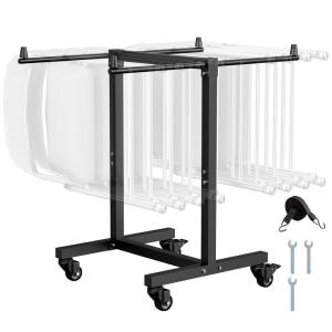 image:imageVEVOR Folding Chair Rack 300 LBS Capacity LShape Vertical Placement Chair Cart for 25 Chairs HeavyDuty Metal Chair Storage Dolly with Rubber Wheels MultiFunction Chair Holder Matte BlackTShape type