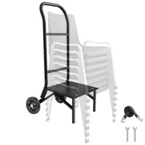 image:imageVEVOR Folding Chair Rack 300 LBS Capacity LShape Vertical Placement Chair Cart for 25 Chairs HeavyDuty Metal Chair Storage Dolly with Rubber Wheels MultiFunction Chair Holder Matte BlackStacking type