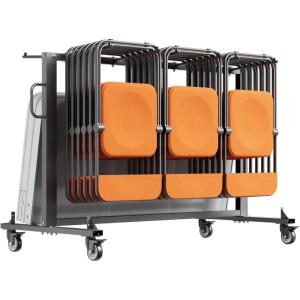 image:imageVEVOR Folding Chair Rack 400 LBS Capacity HeavyDuty Chair Cart for 42 Chairs or 12 Tables MultiFunction Chair Storage Dolly with Rubber Wheels and Holders Large Chair Holder Matte BlackMatte Black