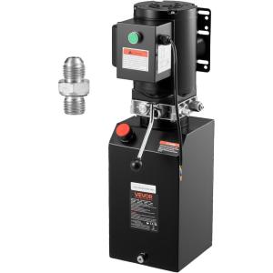image:imageVEVOR Hydraulic Pump Double Acting 4 Way Hydraulic Power Unit Double Solenoid Hydraulic Power Pack 12V DC Hydraulic Power Pump with 45Liter Reservoir for Dump Trailer Car Lifting15 Quart