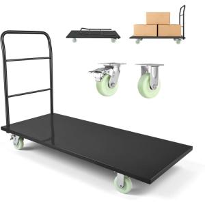 image:imageVEVOR Platform Truck 2000 lbs Capacity Steel Flatbed Cart 47 Length x 24 Width x 32 Height Flat Dolly Hand Trucks with 5 Nylon Casters HeavyDuty Utility Push Carts for Luggage Moving600276429in15257001090mm