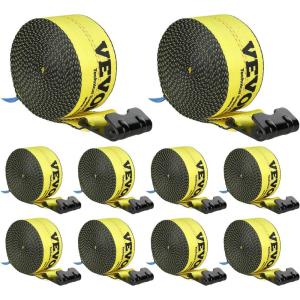 image:imageVEVOR Truck Straps 4 x30 Heavy Duty Tie Down wFlat Hooks 18000lbs Break Strength WLL 6000lbs Cargo Straps tie Down for Flatbeds Trucks Trailers Farms Rescues Tree Saver Yellow10 PackYellow