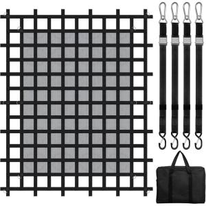 image:imageVEVOR Waterproof Cargo Net 96 in x 81 in Heavy Duty Truck Cargo NetWLL 700lbs 4 Adjustable Straps with Carabiners amp SHooks Truck Bed Cover for Trailer Pickup Boat Jeep SUV 675 x 8Polyester