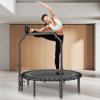 image:imageVEVOR Foldable Mini Trampoline 51 Inch Fitness Rebounder Max Load 450lbs Exercise Trampoline Stable amp Quiet Trampoline with 4 Level Height Adjustable Foam Handle for Adults IndoorGarden Workout48 Round Bungee cords Handle