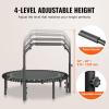 image:imageVEVOR Foldable Mini Trampoline 51 Inch Fitness Rebounder Max Load 450lbs Exercise Trampoline Stable amp Quiet Trampoline with 4 Level Height Adjustable Foam Handle for Adults IndoorGarden Workout48 Round Bungee cords Handle