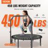 image:imageVEVOR Foldable Mini Trampoline 51 Inch Fitness Rebounder Max Load 450lbs Exercise Trampoline Stable amp Quiet Trampoline with 4 Level Height Adjustable Foam Handle for Adults IndoorGarden Workout48 Round Bungee cords Handle