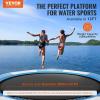 image:imageVEVOR Inflatable Water Bouncer 15ft Recreational Water Trampoline Portable Bounce Swim Platform with 3Step Ladder amp Electric Air Pump Kids Adults Floating Rebounder for Pool Lake Water Sports13ft Bluewhite