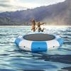 image:imageVEVOR Inflatable Water Bouncer 15ft Recreational Water Trampoline Portable Bounce Swim Platform with 3Step Ladder amp Electric Air Pump Kids Adults Floating Rebounder for Pool Lake Water Sports13ft Bluewhite