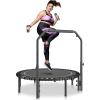 image:imageVEVOR Foldable Mini Trampoline 51 Inch Fitness Rebounder Max Load 450lbs Exercise Trampoline Stable amp Quiet Trampoline with 4 Level Height Adjustable Foam Handle for Adults IndoorGarden Workout48 Round Bungee cords Handle