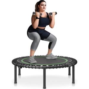 image:imageVEVOR Foldable Mini Trampoline 40 Inch Fitness Rebounder Max Load 330 lbs Exercise Trampoline Stable amp Quiet IndoorOutdoor Workout Adults40 Round Bungee cords