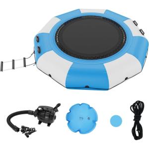 image:imageVEVOR Inflatable Water Bouncer 15ft Recreational Water Trampoline Portable Bounce Swim Platform with 3Step Ladder amp Electric Air Pump Kids Adults Floating Rebounder for Pool Lake Water Sports10ft Bluewhite