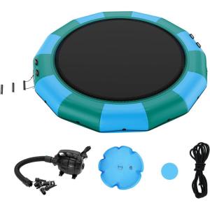 image:imageVEVOR Inflatable Water Bouncer 15ft Recreational Water Trampoline Portable Bounce Swim Platform with 3Step Ladder amp Electric Air Pump Kids Adults Floating Rebounder for Pool Lake Water Sports15ft Bluegreen