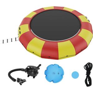 image:imageVEVOR Inflatable Water Bouncer 15ft Recreational Water Trampoline Portable Bounce Swim Platform with 3Step Ladder amp Electric Air Pump Kids Adults Floating Rebounder for Pool Lake Water Sports17ft Yellowred