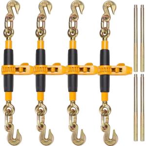 image:imageVEVOR Ratchet Chain Binder 51638 Heavy Duty Load Binders with G80 Hooks 7100 lbs Secure Load Limit Laborsaving Antiskid Handle Tie Down Hauling Chain Binders for Flatbed Truck Trailer 4 P