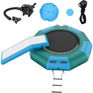 image:imageVEVOR Water Bouncer 10ft Swim Trampoline EasytoCarry Bouncing Platform with Slide Includes 3Step Ladder amp Electric Pump Ideal for Pool amp Lake ActivitiFloating Jump System for Kids amp Adults