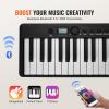 image:imageVEVOR 88 Folding Keyboard Bluetooth amp MIDI Portable Electronic Digital Foldable Piano with Stand Sustain Pedal Bag Touch Sensitive Keys Rechargeable for Beginners Teens Adults Black88 Key Black  with Stand