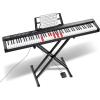 image:imageVEVOR 61 Key Digital Keyboard Piano 200 Tones 200 Rhythms Electric Portable Piano Keyboard Kit with 60 Demo Songs BuiltIn Dual Speakers Headphones Piano Stickers for Beginners LearningPiano 88 Key with Stand